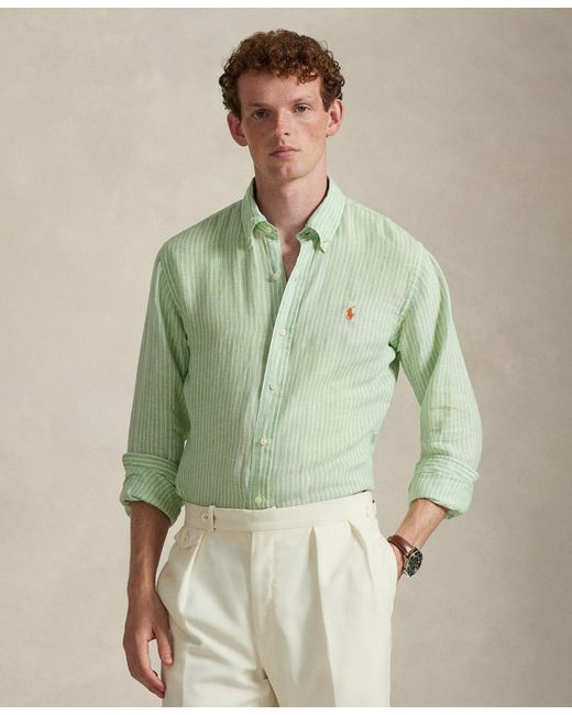 Polo Ralph Lauren Classic Fit Linen Shirt in Green for Men | Lyst