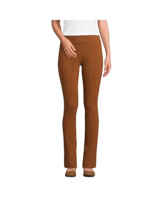 Lands End Petite Starfish Mid Rise Slim Leg Pants in Brown Lyst