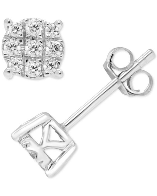 Macy's Metallic Diamond Round Cluster Stud Earrings (1/4 Ct. T.w.) In 10k White Gold