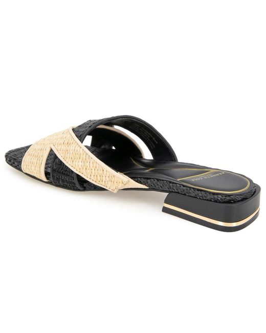 Kenneth Cole Black Issa Square Toe Flat Sandals