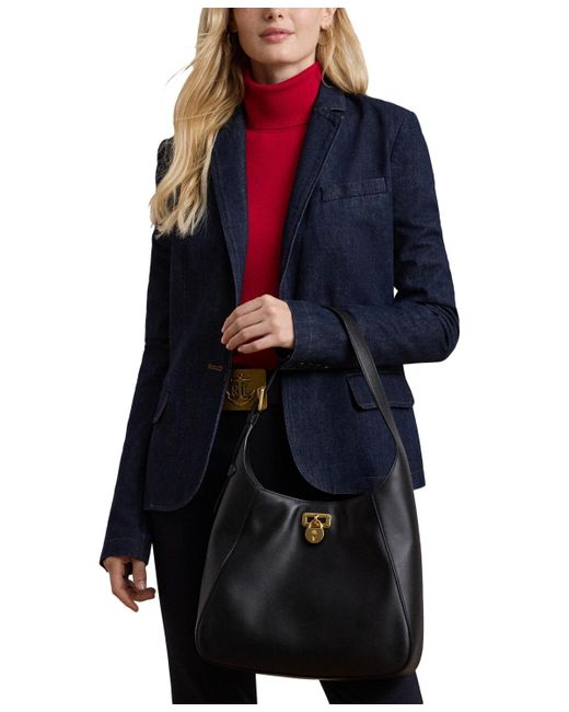 Ralph Lauren Black Leather Medium Tanner Shoulder Bag