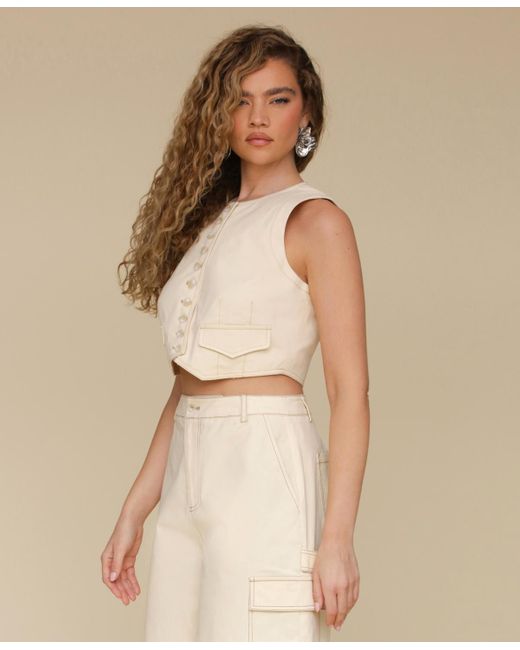 Avec Les Filles Natural Crewneck Cropped Vest