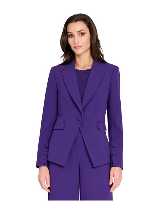 Tahari Purple Peak Lapel One-button Jacket