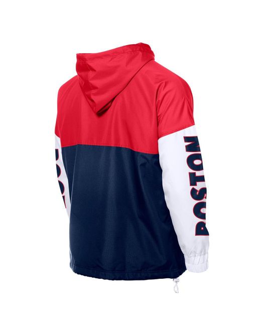 KTZ Navy/red Boston Red Sox Color Block Full-zip Hoodie Windbreaker for men