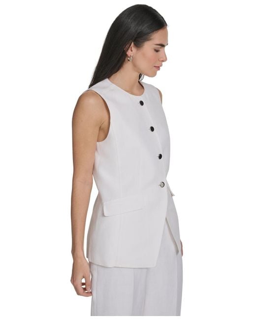 Calvin Klein White Button-front Vest Jacket