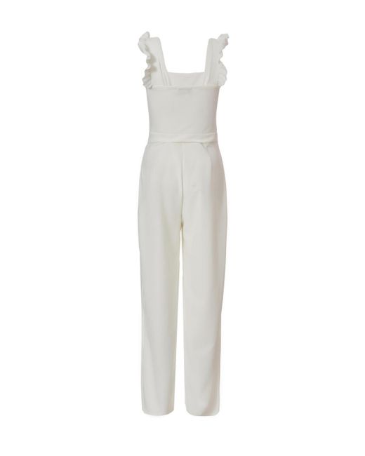 Quiz White Scuba Crepe Chain Front Frill Jumpsuit
