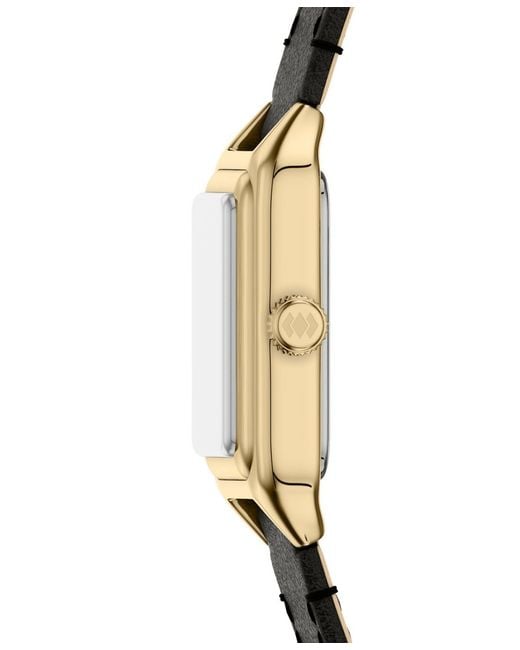 Fossil Metallic Raquel Three-hand Black Leather Watch