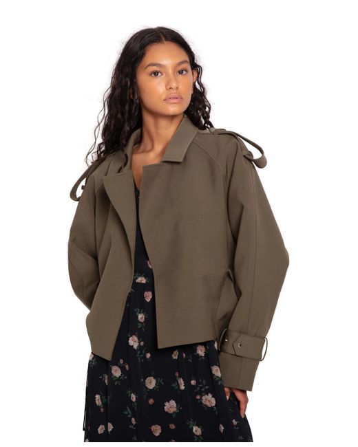 Belle & Bloom Brown Fast Car Cropped Trench