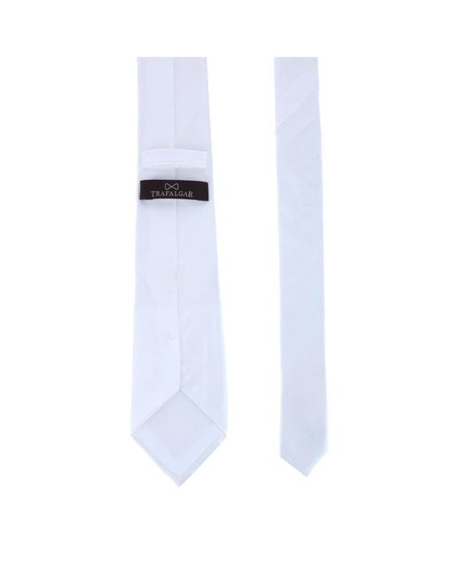 Trafalgar White Sutton Solid Color Silk Necktie for men