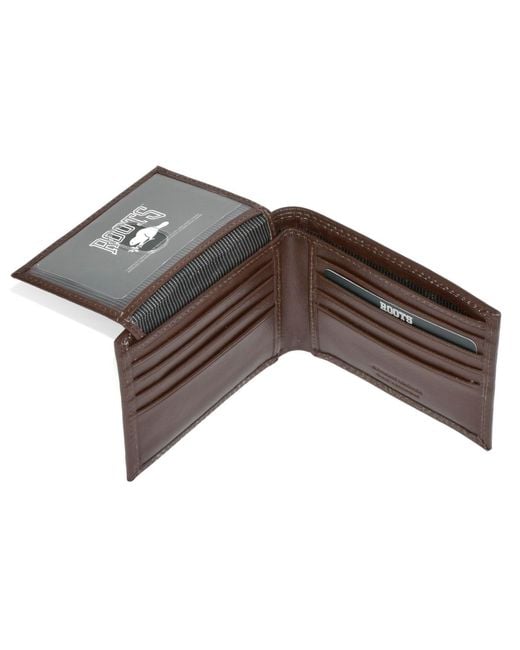 ROOTS Brown Leather Slim Wallet for men