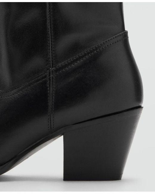 Mango Black Heel Leather Boots