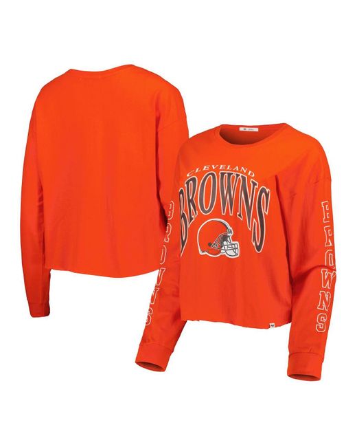 47 Brand Orange Cleveland Browns Skyler Parkway Cropped Long Sleeve T-shirt