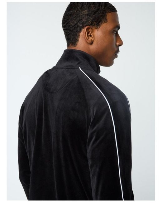 Sergio Tacchini Black Lioni Velour Track Jacket for men