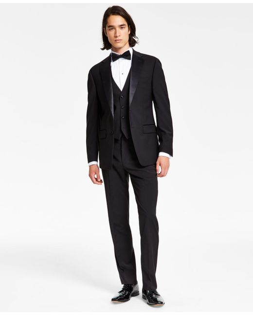 Calvin Klein X-fit Slim-fit Infinite Stretch Black Tuxedo Suit ...