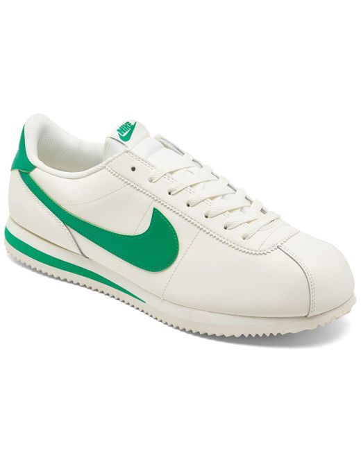 Nike Green Classic Cortez Leather Casual Sneakers From Finish Line for men
