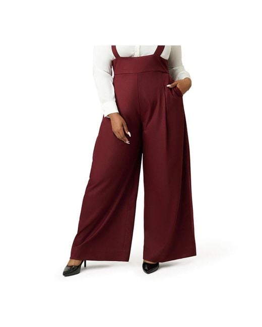Unique Vintage Purple Plus Size Wide Leg Rochelle Suspender Pants