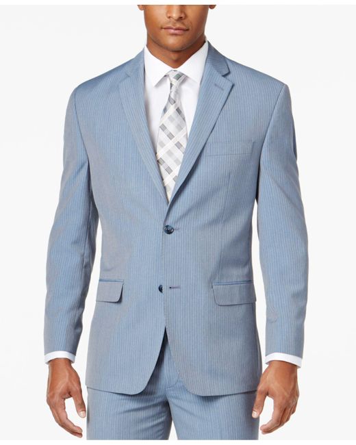 Sean John Men's Classic-fit Light Blue Pinstripe Suit Jacket for men