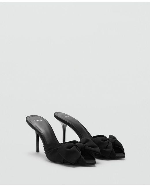 Mango Black Bow Heel Sandals