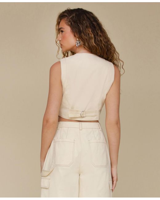 Avec Les Filles Natural Crewneck Cropped Vest