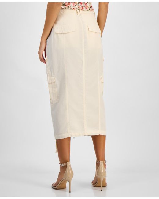 Guess Natural Casey Zippered Cargo Midi Skirt
