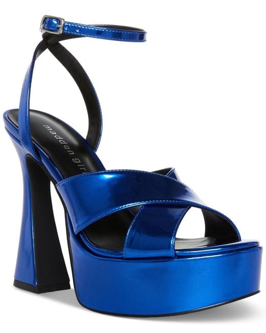 Madden Girl Blue Loolaa Strappy Platform Dress Sandals