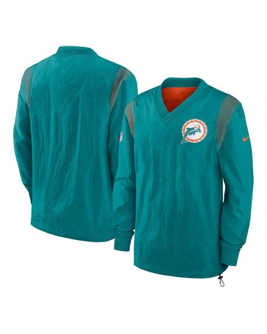 Nike Synthetic Aqua Miami Dolphins Sideline Team Id Reversible Pullover