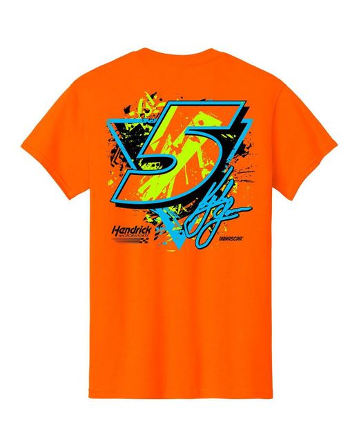 Hendrick Motorsports Team Collection Orange Kyle Larson Neon Name Number T-shirt for men