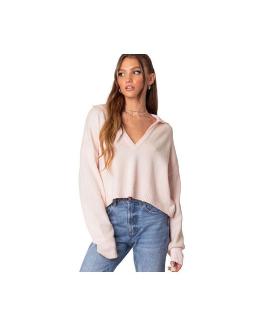 Edikted Marcie Oversize Cropped Sweater in Blue Lyst