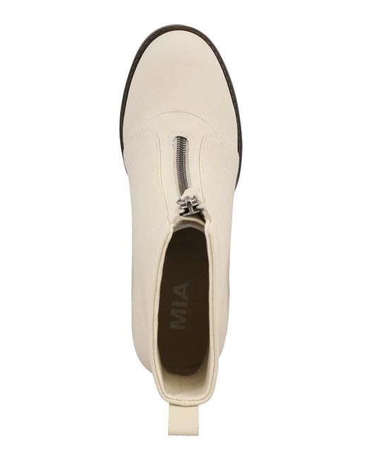 MIA Natural Fabiola Front Zip Stacked Heel Ankle Booties