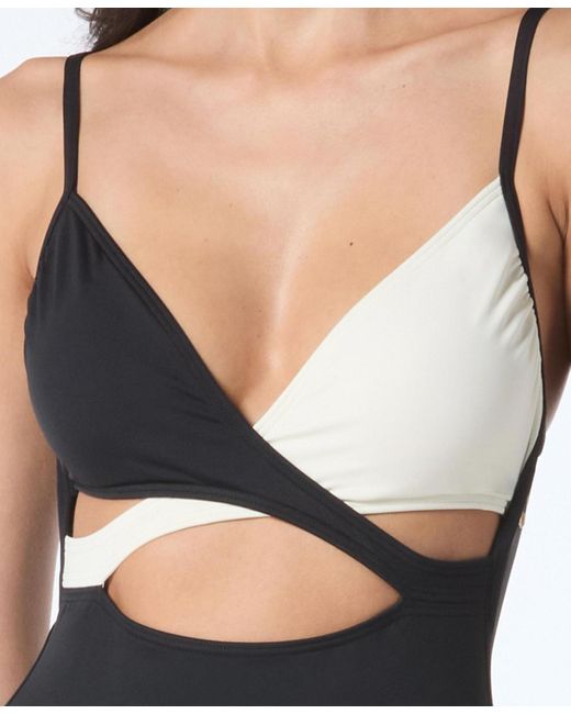 Vince Camuto Blue Colorblocked Cutout One-piece Swimsuit