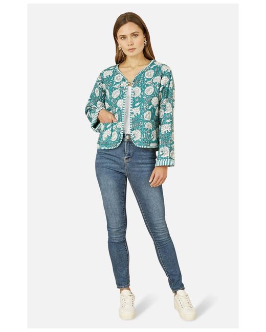Yumi' Blue Floral Patchwork Reversible Jacket