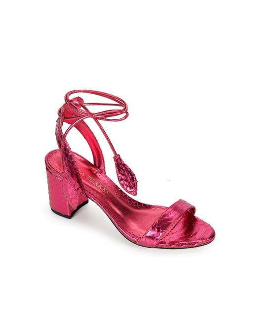 Paula Torres Pink Shoes Paula Block Heel Sandals