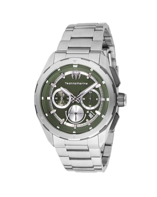 TechnoMarine Gray Tm-318104 Ocean Quartz Olive Green Dial Watch for men