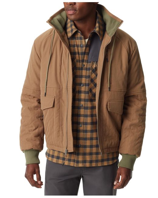 BASS OUTDOOR Brown Quilted Bomber Jacket for men