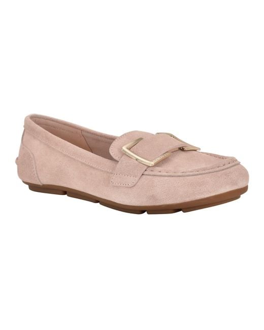 Calvin Klein Pink Lydia Embellished Slip-on Loafers