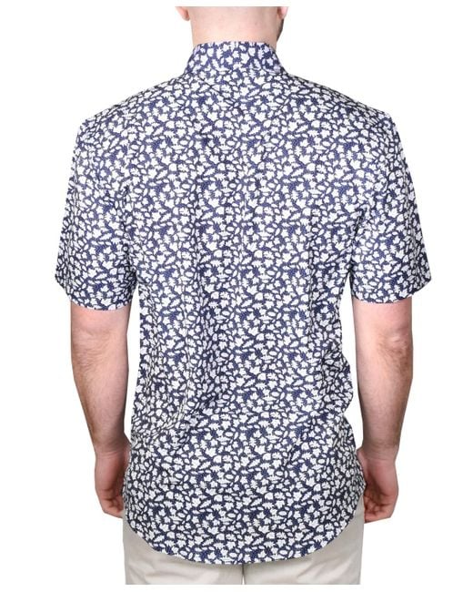 Vintage 1946 Blue Printed Short-sleeve Woven Shirt for men