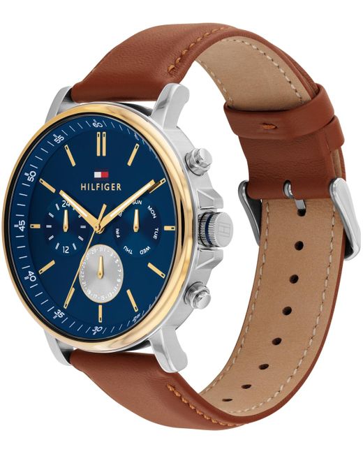 Tommy Hilfiger Blue Multifunction Leather Strap Watch for men