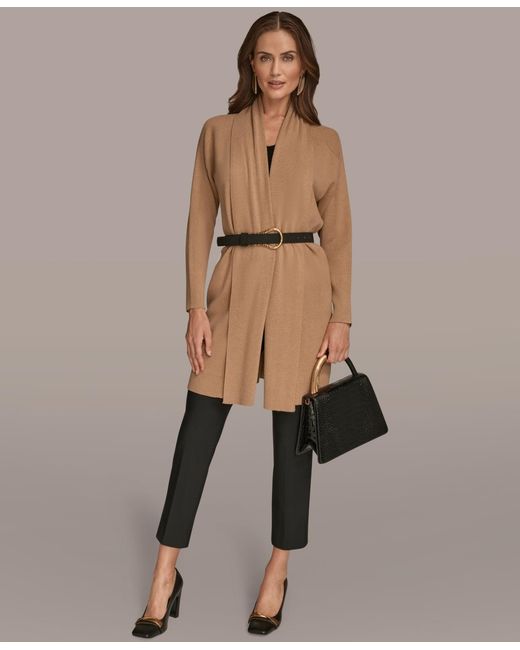 Donna Karan Natural Belted Open-front Cardigan