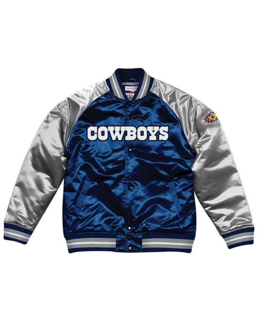 Mitchell & Ness Blue Dallas Cowboys Tough Season Satin Jacket for men