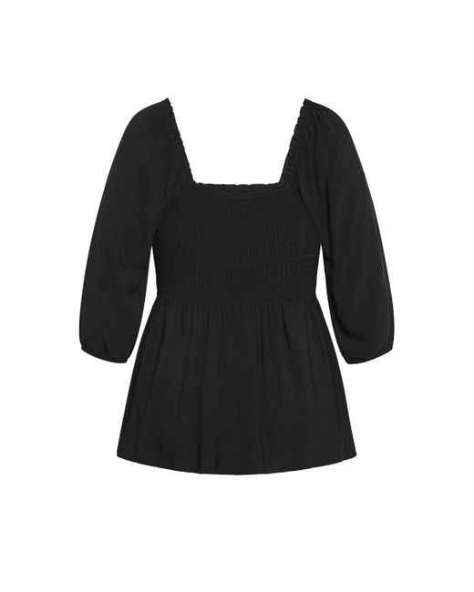 City Chic Black Plus Size Poppy Top
