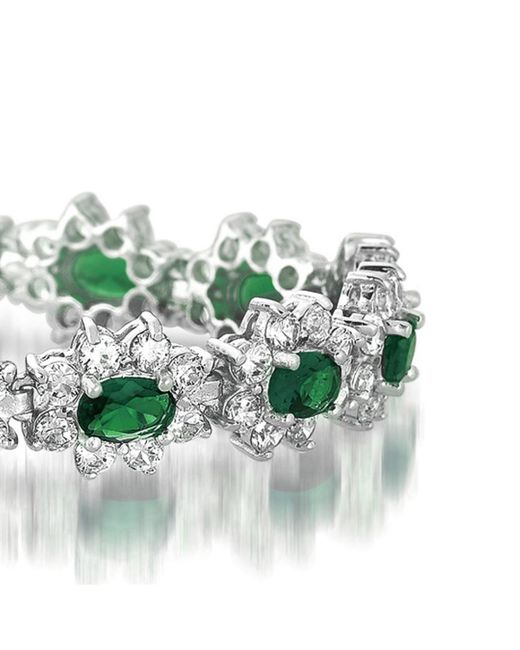 Genevive Jewelry Green Sterling Silver White Gold Plated