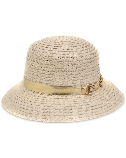 Giani Bernini Natural Embellished Straw Cloche Hat