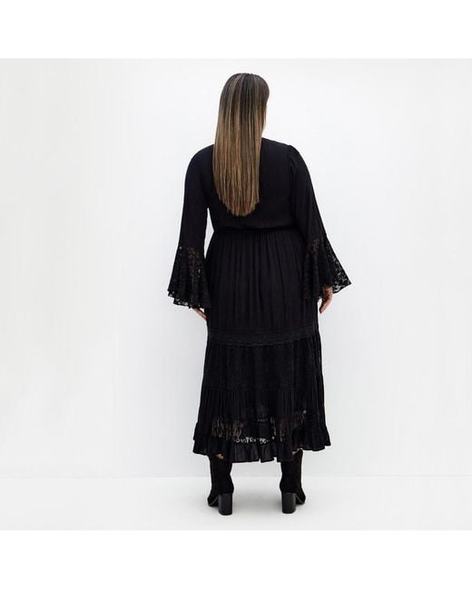 City Chic Black Tisha Lace Maxi Dress