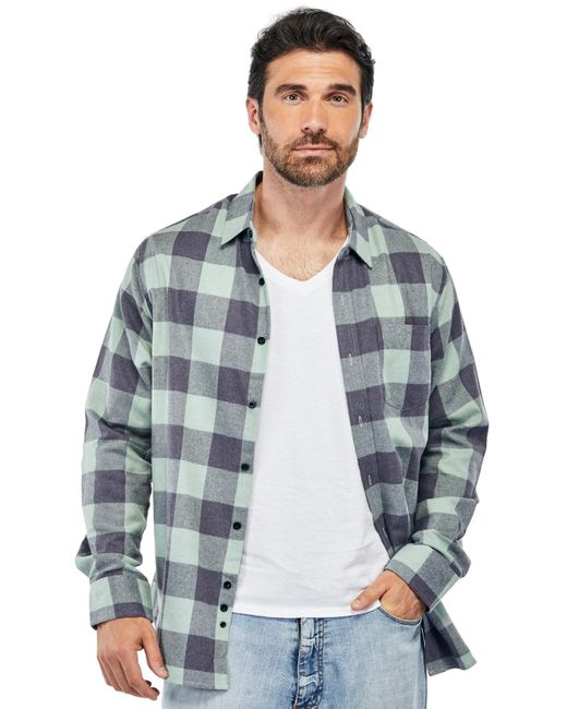 Braveman Blue Button Down Classic Fit Flannel Shirt for men