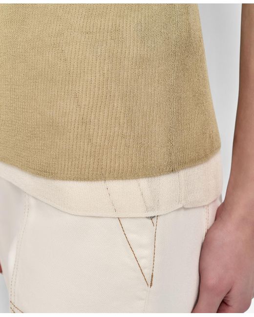 DKNY Natural Contrast-trim Layered-look Sweater