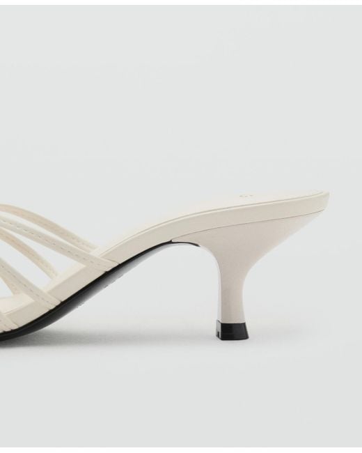 Mango White Metallic Detail Kitten Heel Sandals