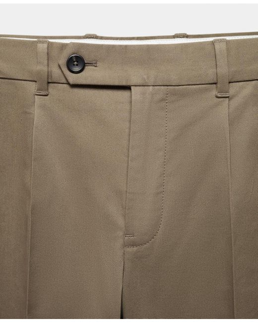 Mango Blue Slim-fit Cotton Pleated Pants