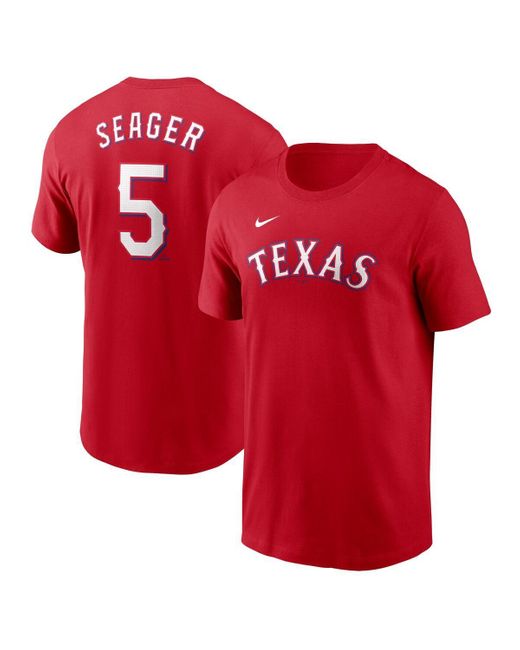 Nike Red Corey Seager Texas Rangers Fuse Name Number T-shirt for men