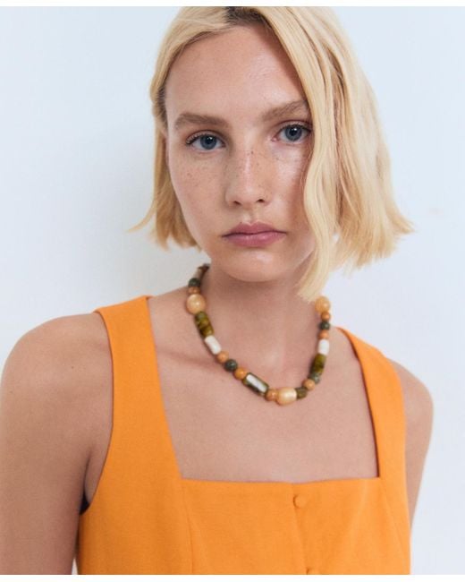 Mango Orange Buttons Cotton Top