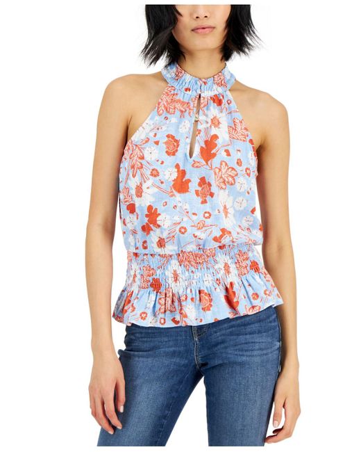 INC International Concepts Cotton Cotten Printed Mock-neck Top, Created ...